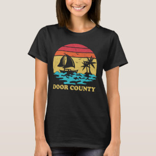 Door County Sailing Vintage Palm Tree Sailboat Sum T-Shirt