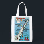 Door County WI Reusable Bag<br><div class="desc">Wonderfully colorful Door County Wisconsin postcard map repurposed! The image is on front and back but you can delete one side and customize the bag if you like.  These bags are strong and tough - very versatile!  Use for a gift - for groceries,  for books or beach!</div>
