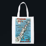 Door County WI Reusable Bag<br><div class="desc">Wonderfully colorful Door County Wisconsin postcard map repurposed! The image is on front and back but you can delete one side and customize the bag if you like. These bags are strong and tough - very versatile! Use for a gift - for groceries, for books or beach!</div>