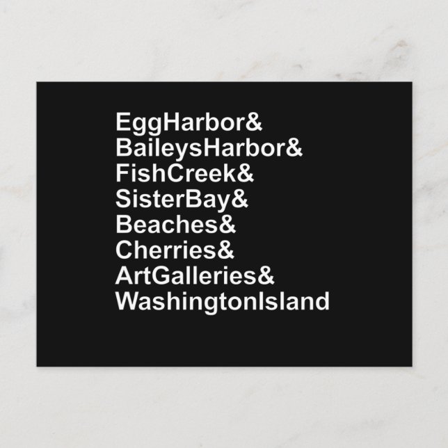 Door County Wisconsin Ampersand List Postcard (Front)