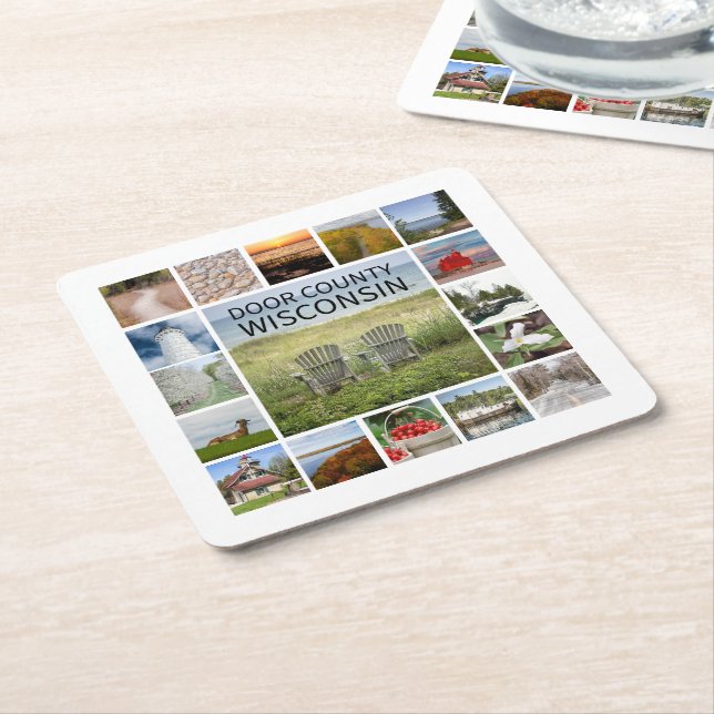 Door County Wisconsin  Square Paper Coaster (Angled)