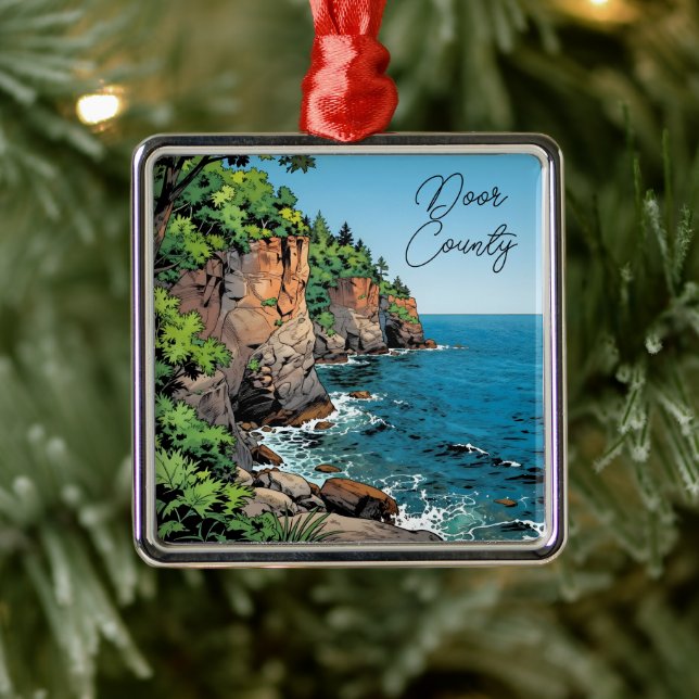 Door County, Wisconsin Travel Souvenir Keepsake Metal Ornament (Tree)