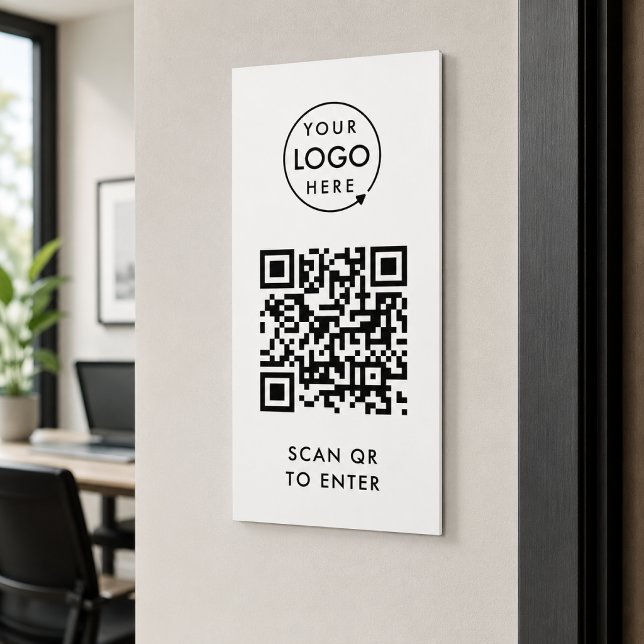 Door Entry Sign | Scan To Enter QR Code Signs (Custom scan to enter QR door entry sign for offices, gyms, studios, and reception areas.)