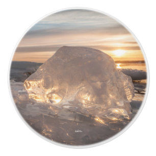 door handle, photo ice in the shape of a fish ceramic knob