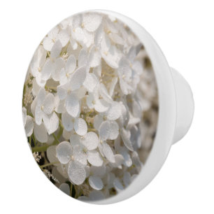 Door handle, white flowers ceramic knob