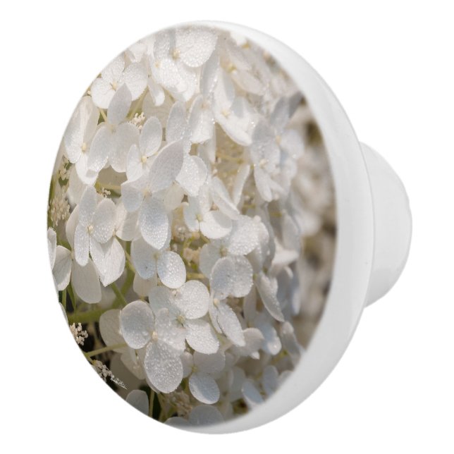 Door handle, white flowers ceramic knob (Right)