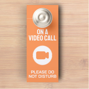 Door Hanger Modern Custom On A Video Call Orange 