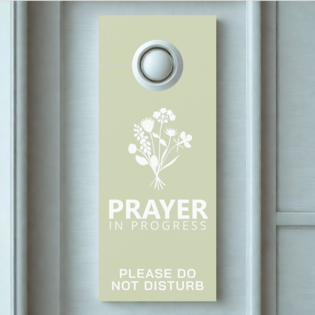 Door Hanger Of Custom Prayer Text White Flower (Modern custom prayer time do not disturb door hanger)