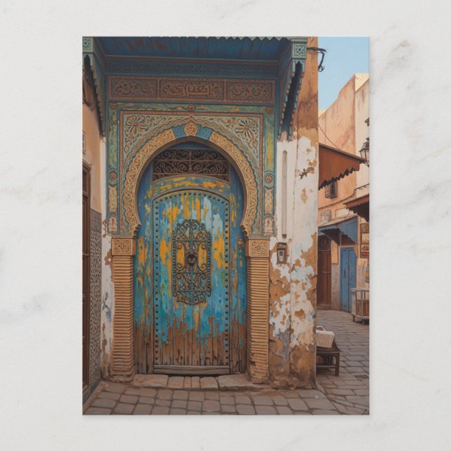 Door in Fez Morocco Travel Postcard (Front)