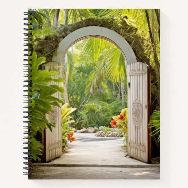 Door In Tranquil Garden Relax Inspire Notebook (Front)