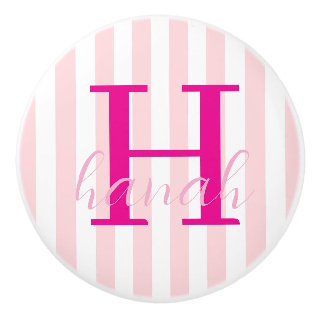 Door Knob Pink & White Stripe (Front)