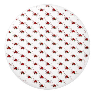 Door Knob Red Rose Floral 