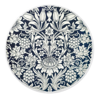 Door Knobs - Blue White Sunflower and Vines