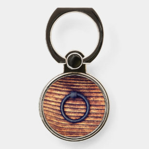 Door knocker wood grain brown rustic phone ring stand