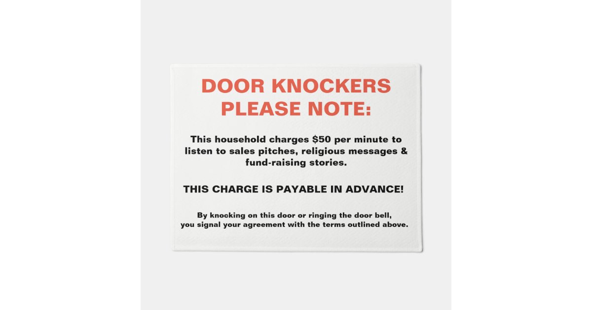 Door Knockers Please Note Novelty Sign Warning Fun Doormat
