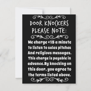 Door Knockers Unwelcome Visitors Contract Sign UK