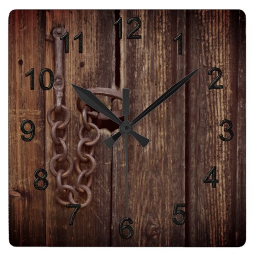 Door lock square wall clock