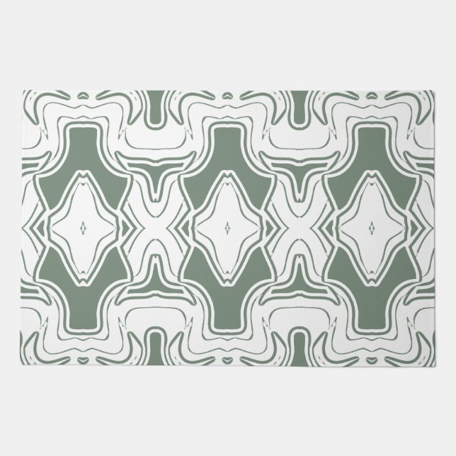 Door Mat, An elegant white green classic pattern  Doormat (Front)