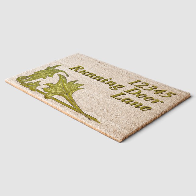 Door mat – Angled Leaves and Address (Corner)