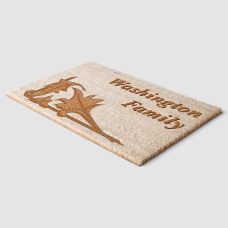 Door mat – Angled Leaves and Name