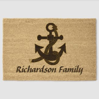 Door Mat - Black Anchor with Name