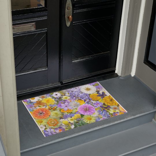 Door Mat Flowers and Butterflies