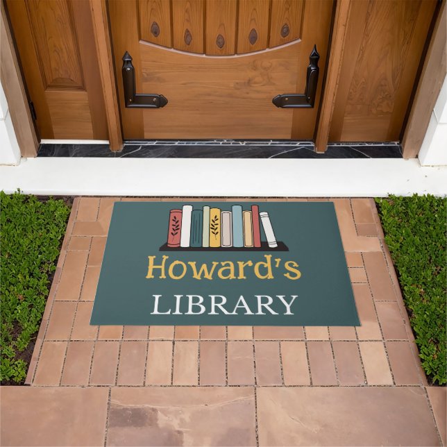 Door Mat - Library -  Personalized - Add Name (Outdoor)