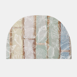 Door Mat Seashell Beach Wood Coastal 