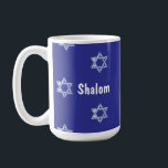 Door Mat to Say Shalom Coffee Mug<br><div class="desc">Mug which welcomes friends with a Shalom! Stars of David too. Use Zazzle filters to change hues if wish. Personalize with family name too.</div>