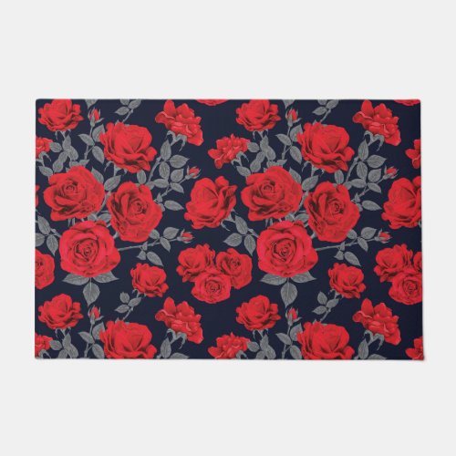 DOOR MAT  VINTAGE STYLE  RED ROSES
