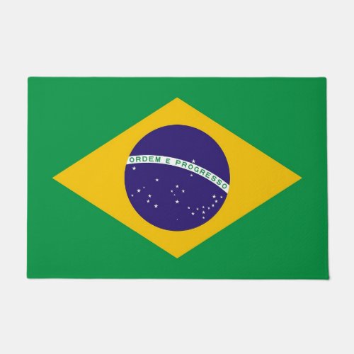 Door Mat with Flag of Brazil