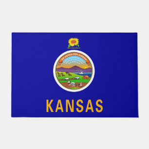 Door Mat with Flag of Kansas State, USA