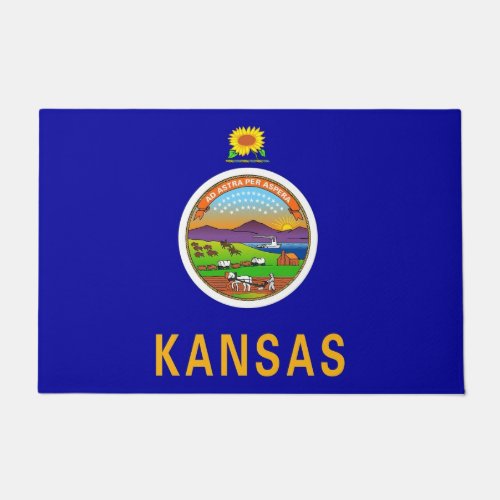 Door Mat with Flag of Kansas State USA