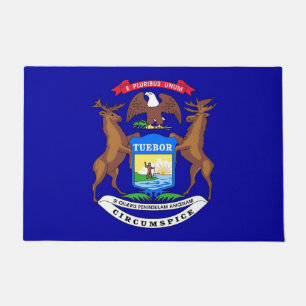 Door Mat with Flag of Michigan State, USA