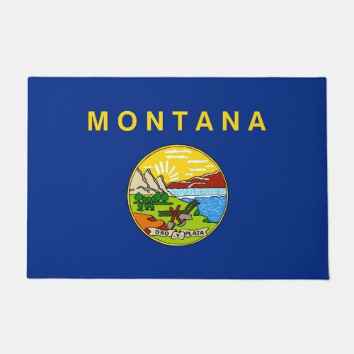 Door Mat with Flag of Montana State USA