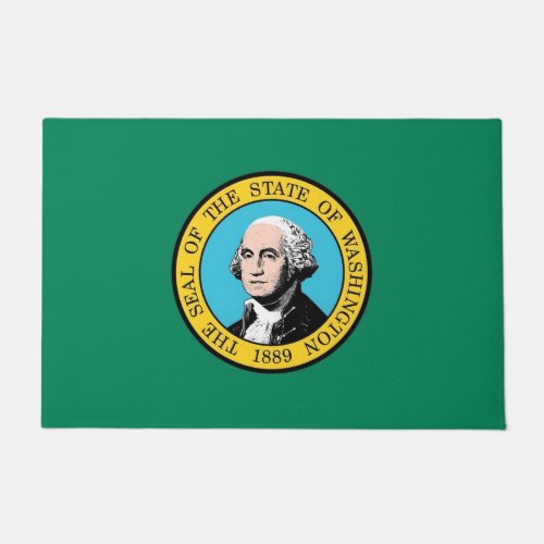 Door Mat with Flag of Washington State USA