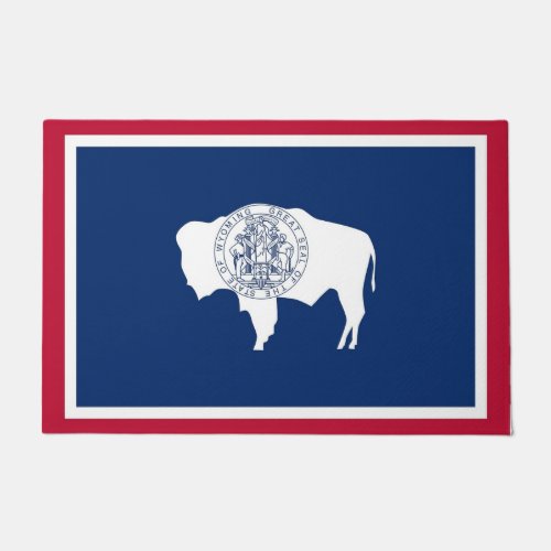Door Mat with Flag of Wyoming USA