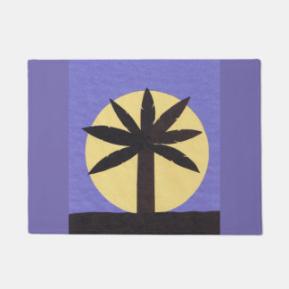 Door Mat with Palm and Full Moon