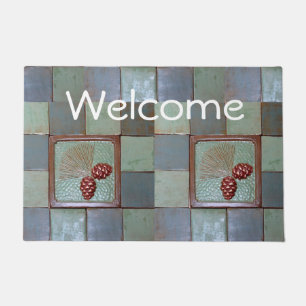 Door Mat with Pinecones and Tiles