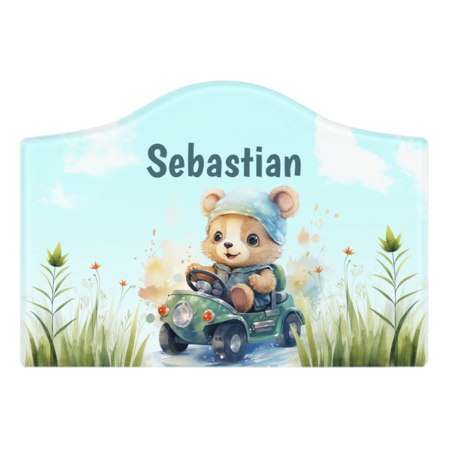 door plate with name, personalizable sign (Small Crest Front)