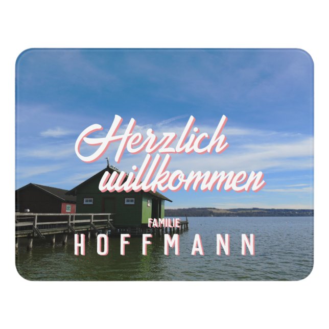 Door plate with your photo and personalized text sign (Contemporary Front)