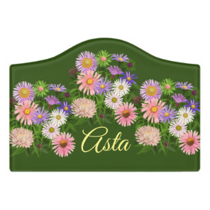 Door sign baby girl cute pink flowers