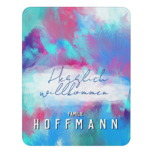 Door sign blue pastel colorful modern