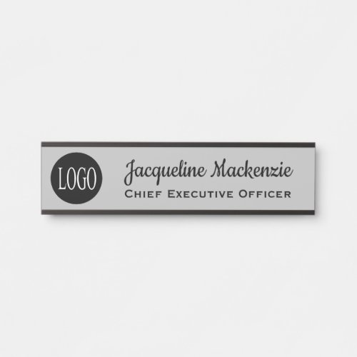 Door Sign for Office w Logo Name Plate Gray