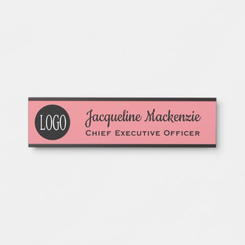 Door Sign for Office w Logo Name Plate Pink