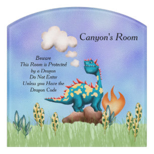 Door Sign for Young Boy with Dragon