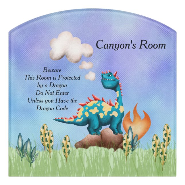 Door Sign for Young Boy with Dragon (Contour Front)