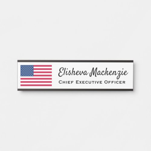 Door Sign Signs Office Name Plate American Flag
