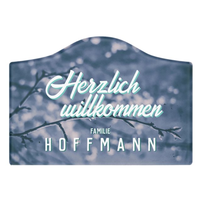 Door sign with your photo and personalized text (Small Crest Front)