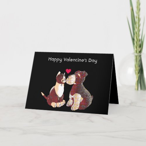 Door Stop Dog and Cat Editable Valentines Card